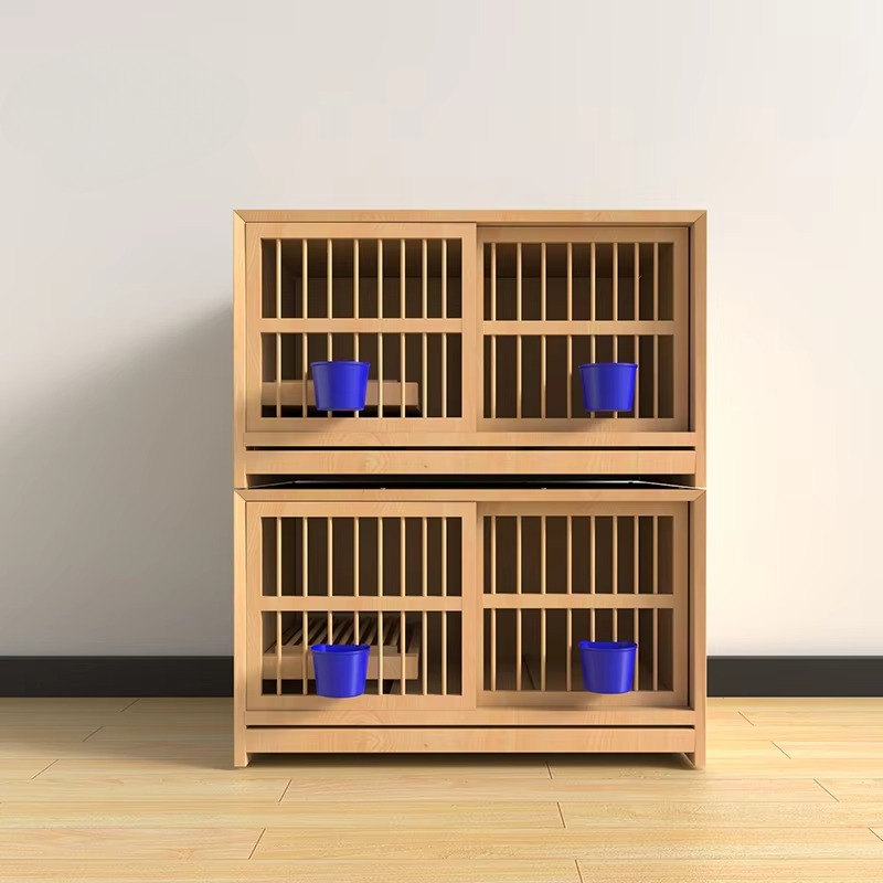 Outdoor Furniture Luxury - 高級無垢材屋外鳩飼育ケージ、プッシュアップ式格子柄、広々としたお手入れ簡単、頑丈なペットハウス家具