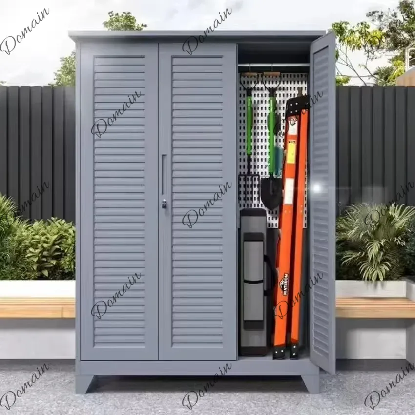 Outdoor Furniture Metal - ER あらゆるサイズに対応、特大容量、屋外用収納キャビネット、防水・日焼け防止、ガーデン、パティオ、バルコニー用、合金製オーガナイザー