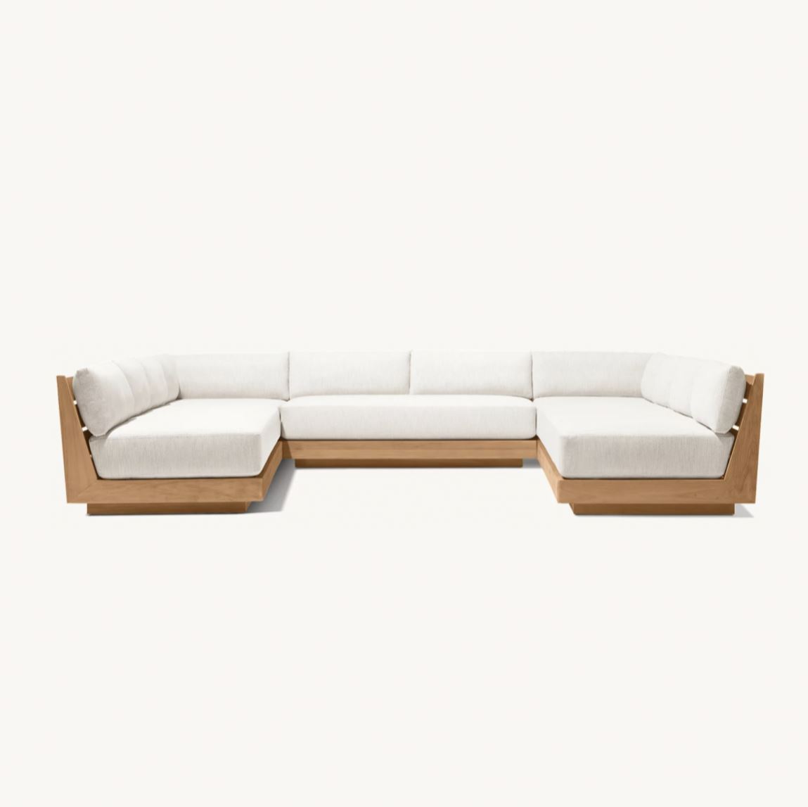 Outdoor Furniture Luxury - 屋外用モダンでミニマルなデザインのパティオガーデンセット、高級ホテル向け屋外家具、マヤ社製天然チーク材U字型ソファ