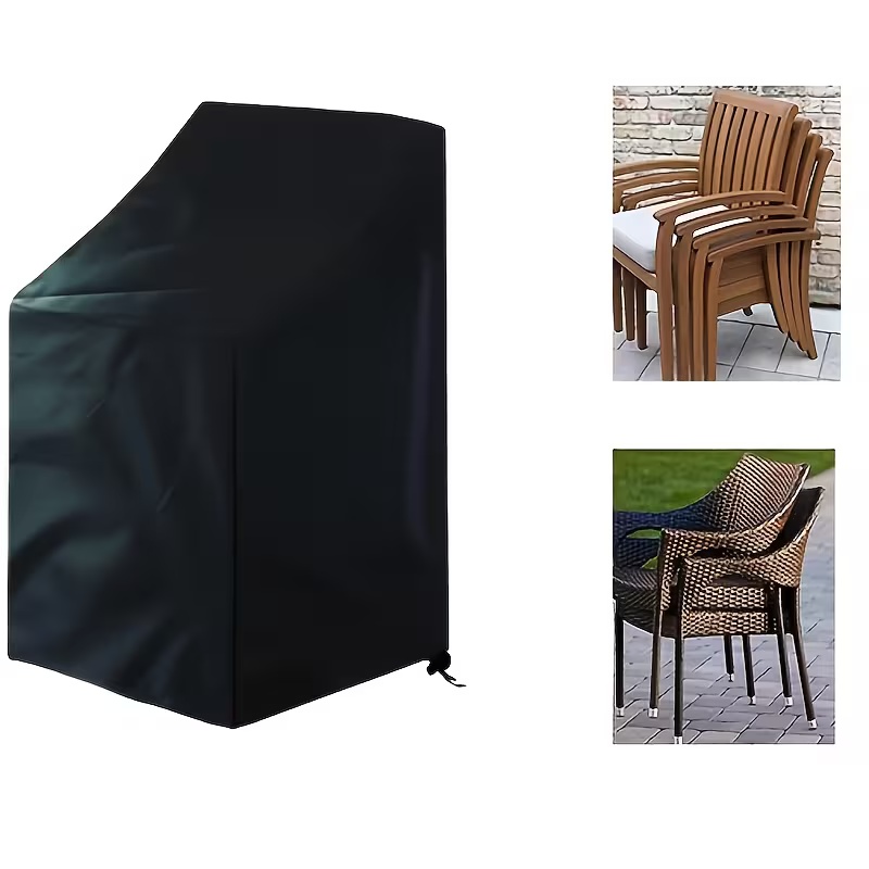 Outdoor Furniture Metal Chairs - 1個入りの頑丈なスタッキング式屋外用椅子カバー、金属/プラスチック/ラダーバックチェア、調節可能な巾着付きパティオ家具に適合