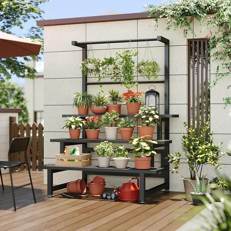 多層ディスプレイ植物ラック棚、ユニバーサル屋外金属正方形棚、 - Outdoor Furniture Luxury のレビューと価格