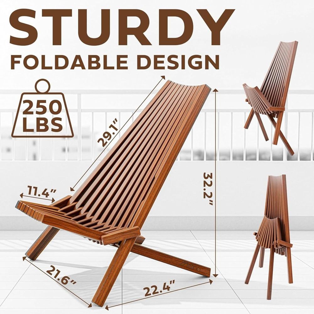 2脚セットの木製折りたたみタマラックチェア、ロープロファイル - Outdoor Furniture Diy のレビューと価格