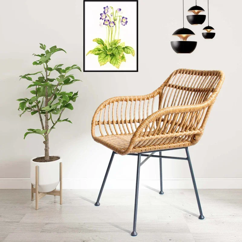 北欧ダイニングチェアキッチン用籐椅子屋外バルコニー錬鉄籐椅子 - Outdoor Furniture Metal Chairs のレビューと価格