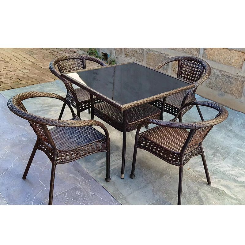 屋外ラタンテーブルと椅子 リビングルーム 屋外中庭テーブルセ - Outdoor Furniture Metal のレビューと価格