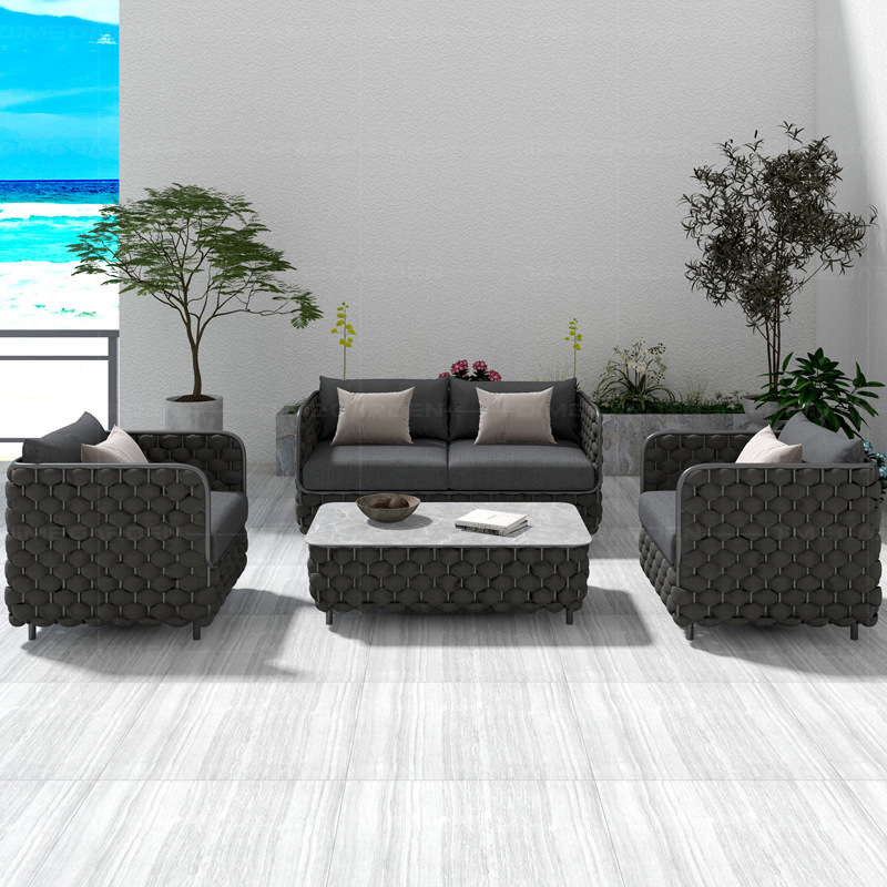3人掛け屋外ラタンソファセット |   ディープグレーの籐製 - Outdoor Furniture Luxury のレビューと価格