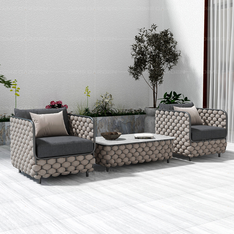 3人掛け屋外ラタンソファセット |   ディープグレーの籐製 - Outdoor Furniture Luxury のレビューと価格
