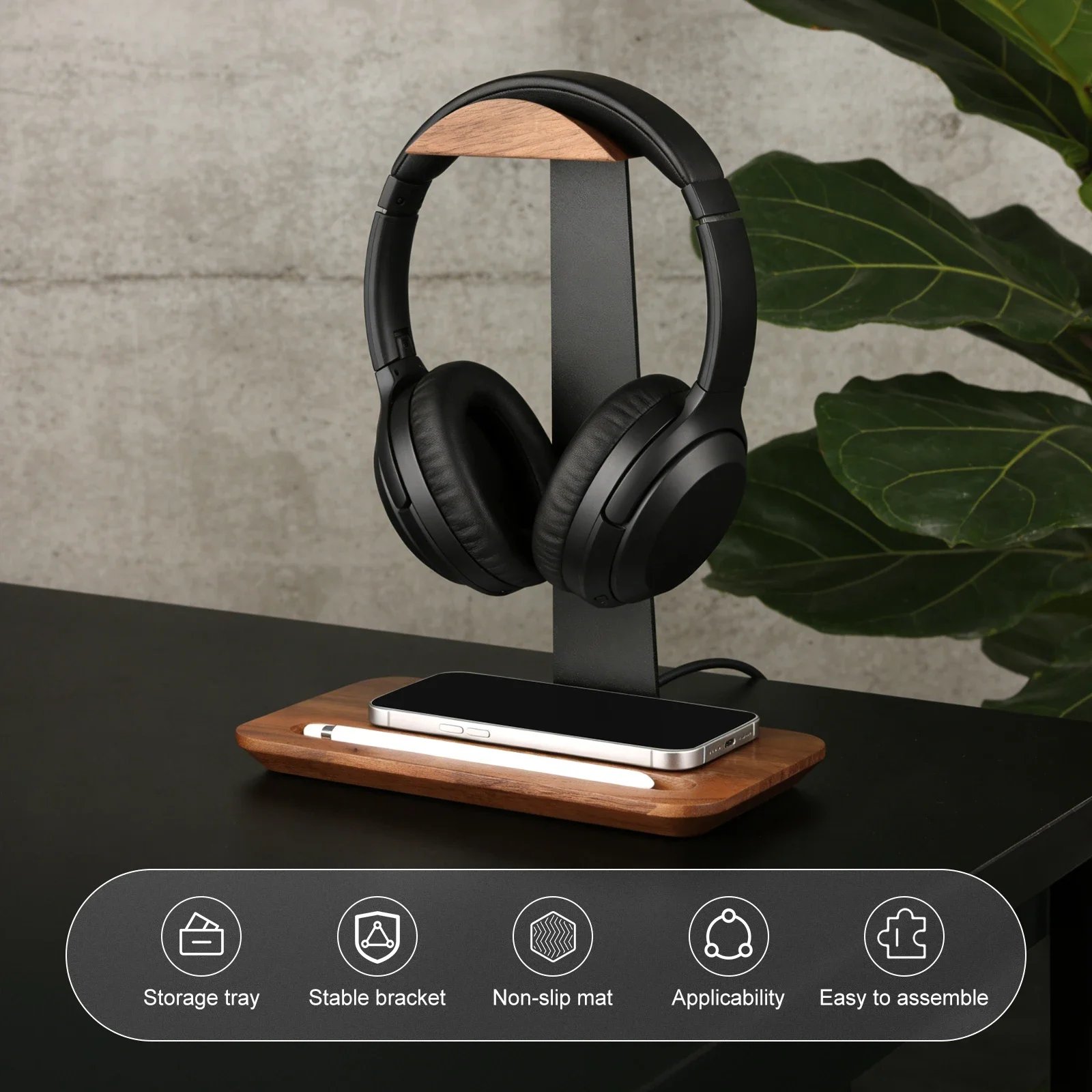 ユニバーサル木製ヘッドホンスタンド、収納ベース付き、滑り止め - Outdoor Furniture Wood のレビューと価格