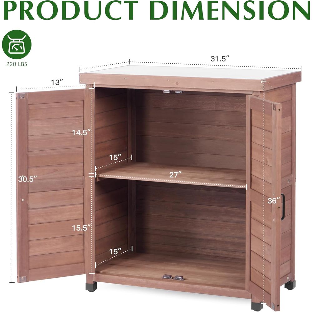 屋外用収納キャビネット＆金属製天板付き植木鉢置き台、木製パテ - Outdoor Furniture Wood のレビューと価格