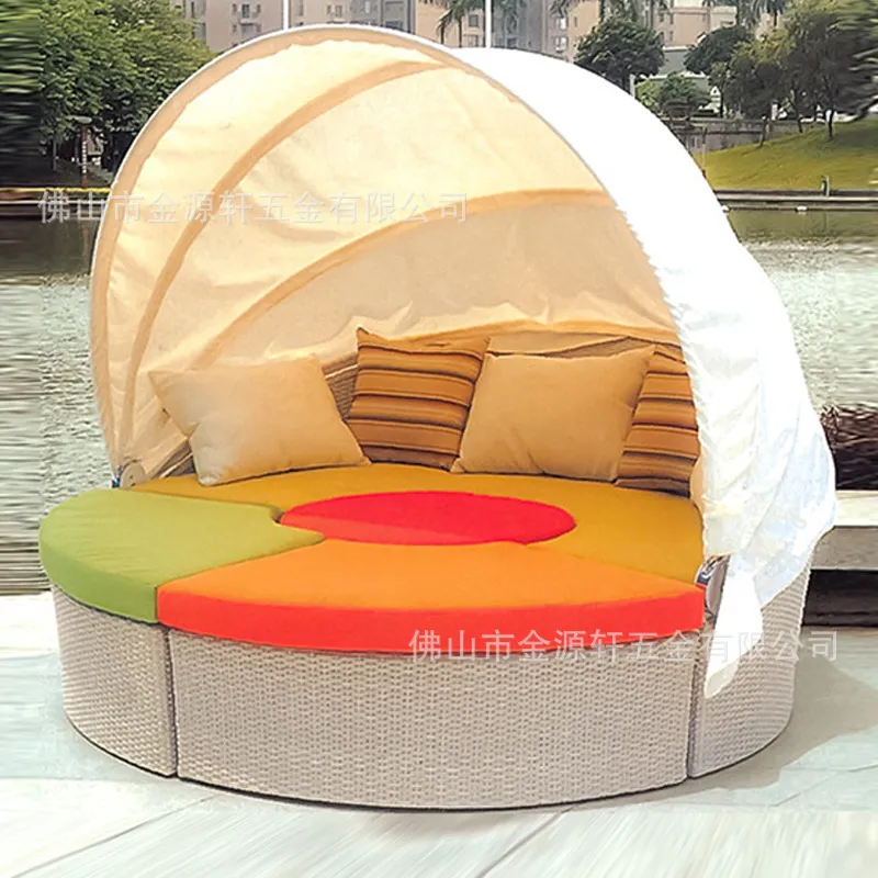 丸型ラタン製屋外デイベッド パティオ プールサイド ラウンジ - Outdoor Daybed Furniture のレビューと価格